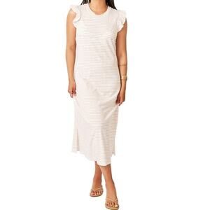 Carve Designs Maeve striped midi dress organic cotton flutter sleeve ruffle